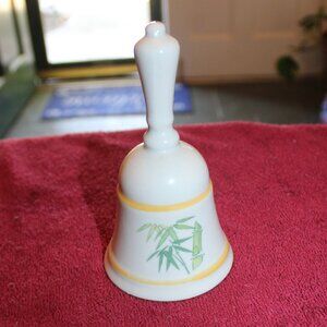 Vintage Ceramic Bell with Bamboo Design with Yellow accents